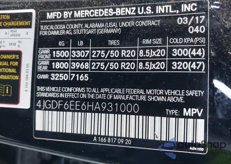 2017 Mercedes-Benz Gls 450 4Matic z USA, uszkodzony, nr VIN 4JGDF6EE6HA931000